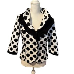 Joseph Ribkoff Polka Dot Black White Blazer Jacket US 10